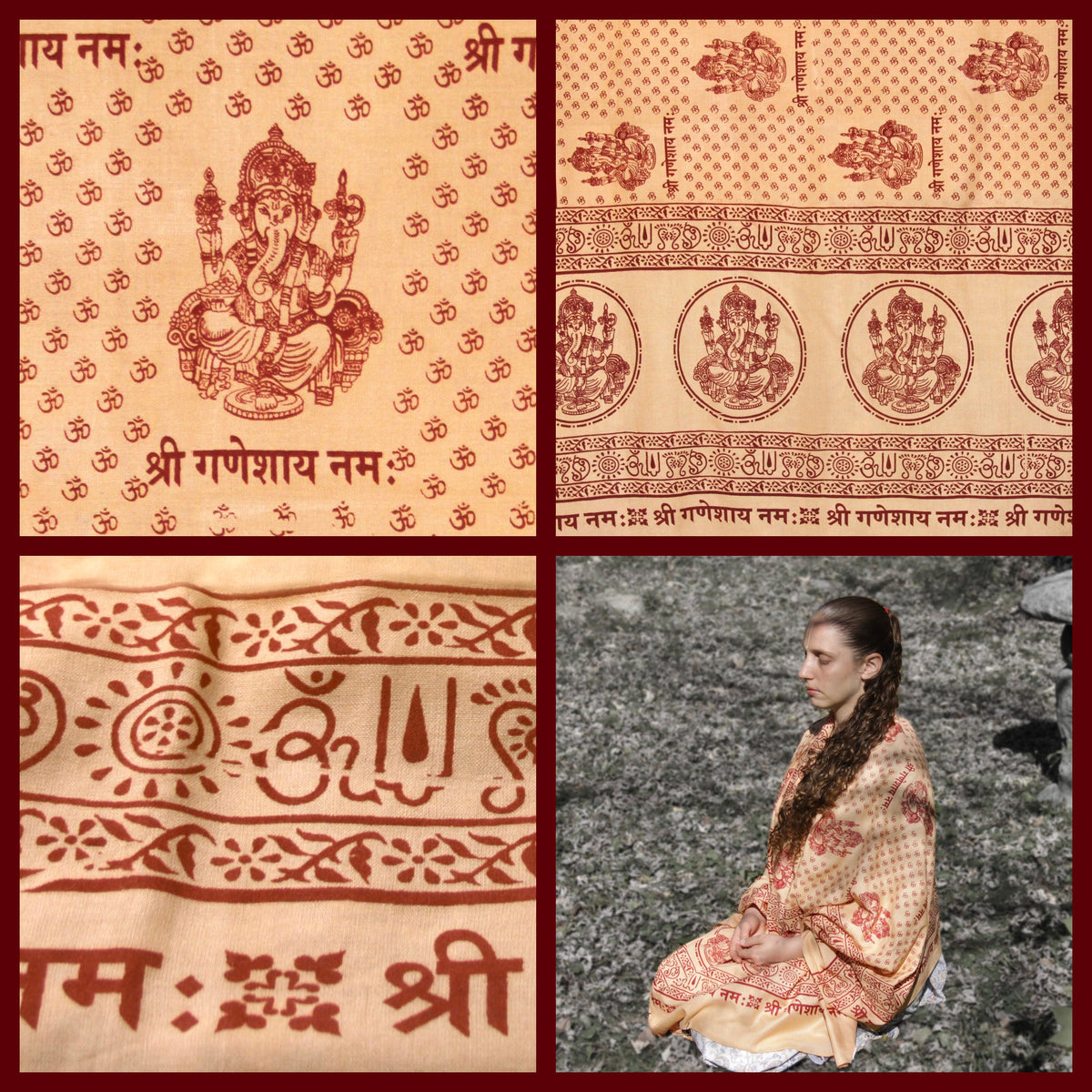 Prabhuji Meditation Yoga Prayer Shawl - Ganesh - Peach Large  - Mystic Journey Path