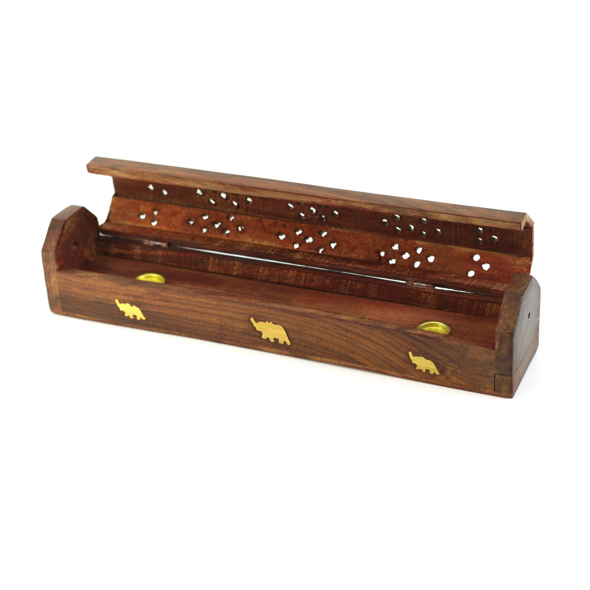 Prabhuji Incense Burner - Wooden Box with Storage - Elephant - Mystic Journey Path