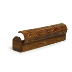 Prabhuji Incense Burner - Wooden Box with Storage - Moon and Star - Mystic Journey Path