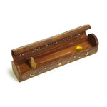 Prabhuji Incense Burner - Wooden Box with Storage - Moon and Star - Mystic Journey Path