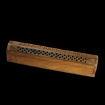 Prabhuji Incense Burner - Wooden Box with Storage - Decorative Jali Cover - Mystic Journey Path