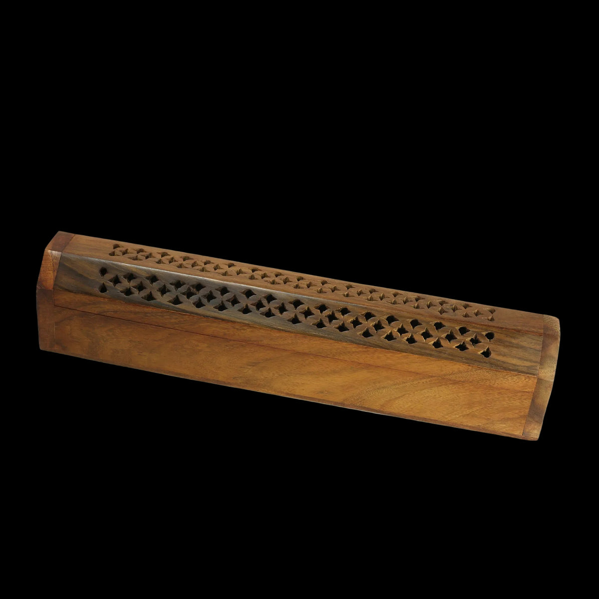 Prabhuji Incense Burner - Wooden Box with Storage - Decorative Jali Cover - Mystic Journey Path