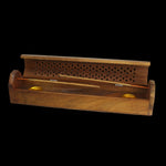 Prabhuji Incense Burner - Wooden Box with Storage - Decorative Jali Cover - Mystic Journey Path