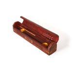 Incense Burner - Wooden Box with Storage - 5 Panel Jali & Flowers -Mystic Journey Path