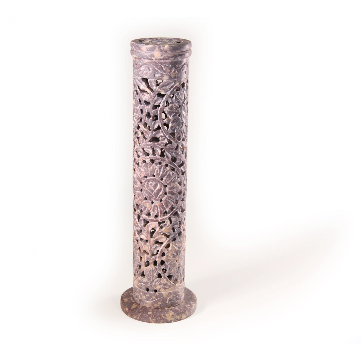 Prabhuji Incense Burner - Soapstone Tower Rose Vine Jali - Mystic Journey Path
