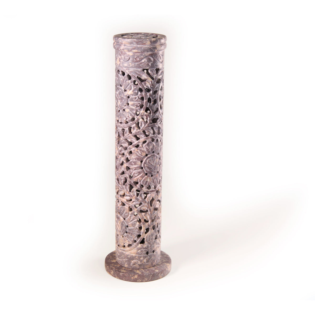 Prabhuji Incense Burner - Soapstone Tower Rose Vine Jali - Mystic Journey Path