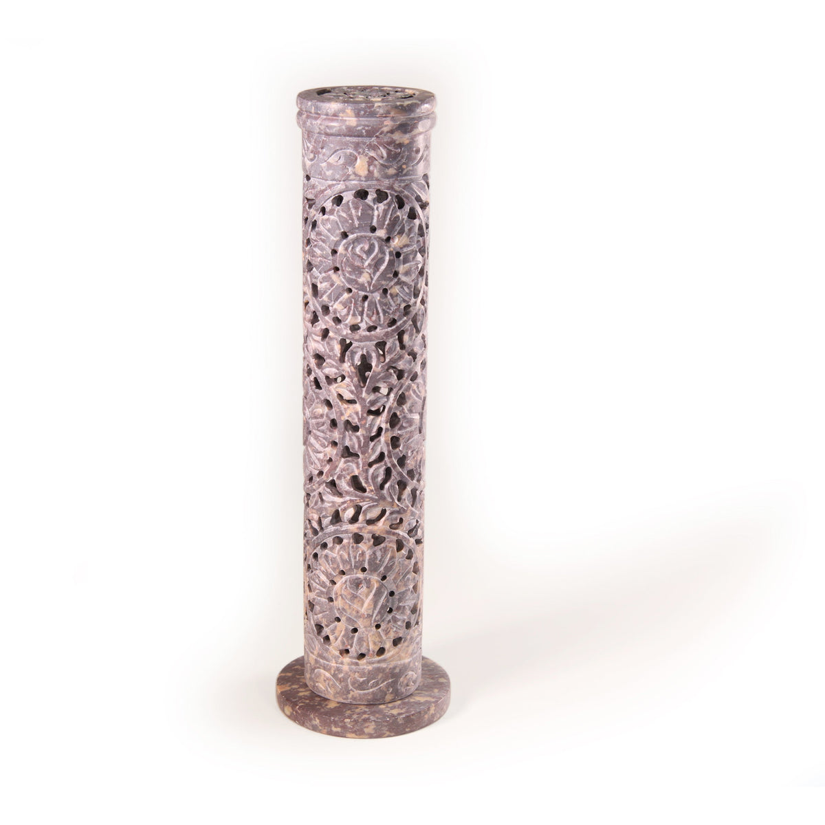 Prabhuji Incense Burner - Soapstone Tower Rose Vine Jali - Mystic Journey Path