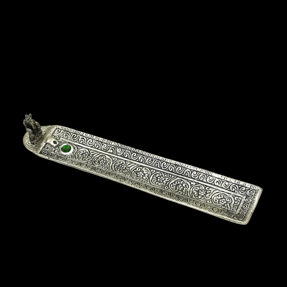 Prabhuji Incense Burner -  Ornate Metal Ganesh Rectangular  - Mystic journey Path