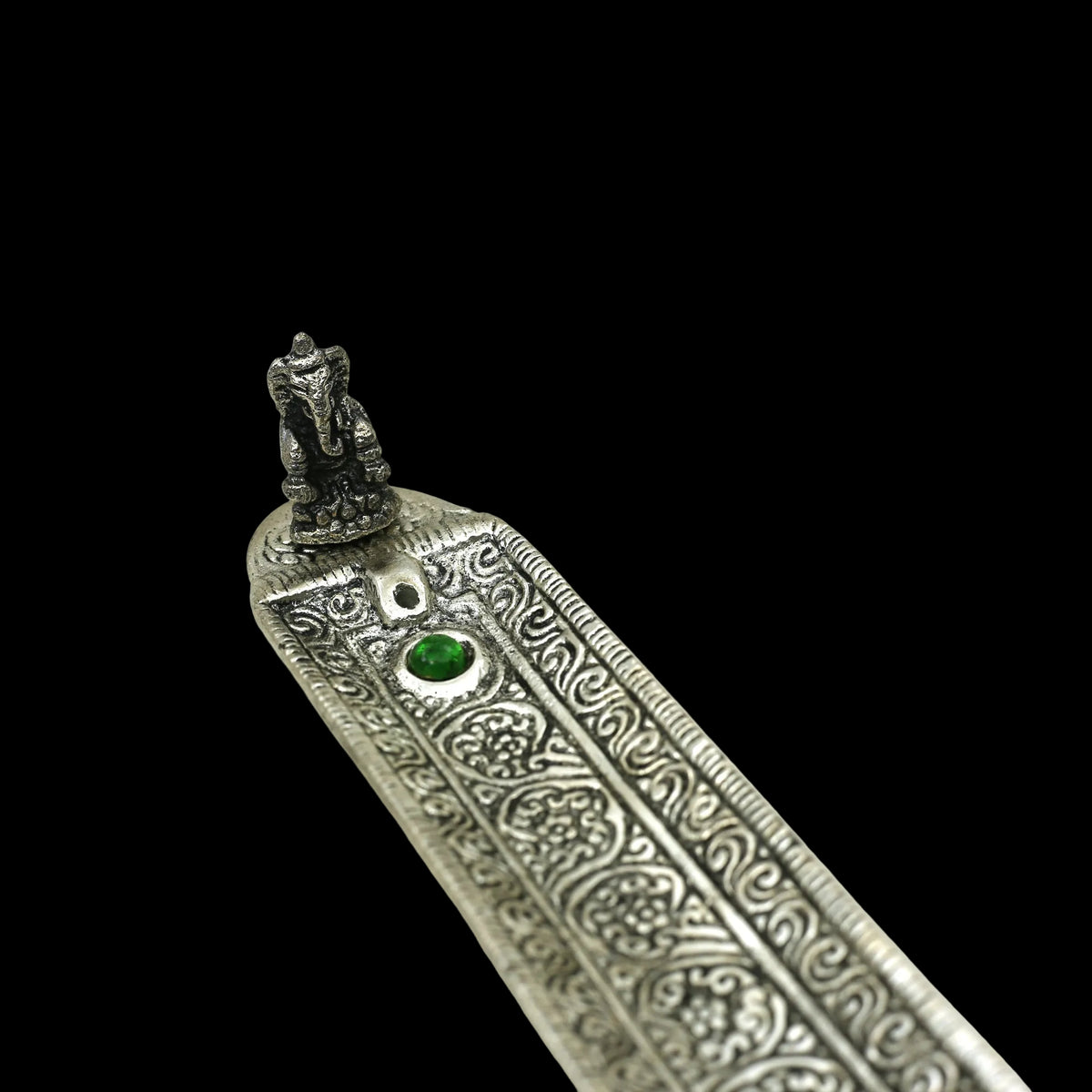 Prabhuji Incense Burner -  Ornate Metal Ganesh Rectangular  - Mystic journey Path