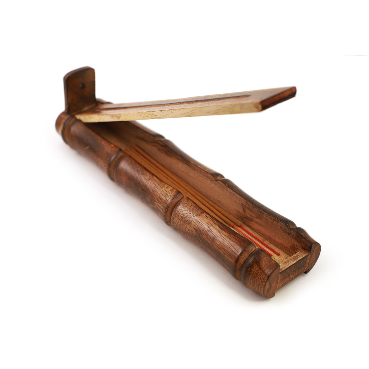 Prabhuji Incense Burner - Bamboo Holder and Storage - 12 inches - Mystic Journey Path
