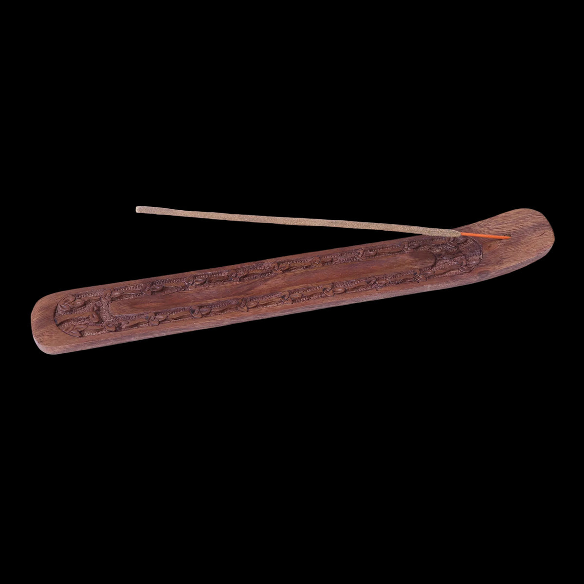 IPrabhuji Incense Burner - Wooden Flat Carved Clover - Mystic Journey Path