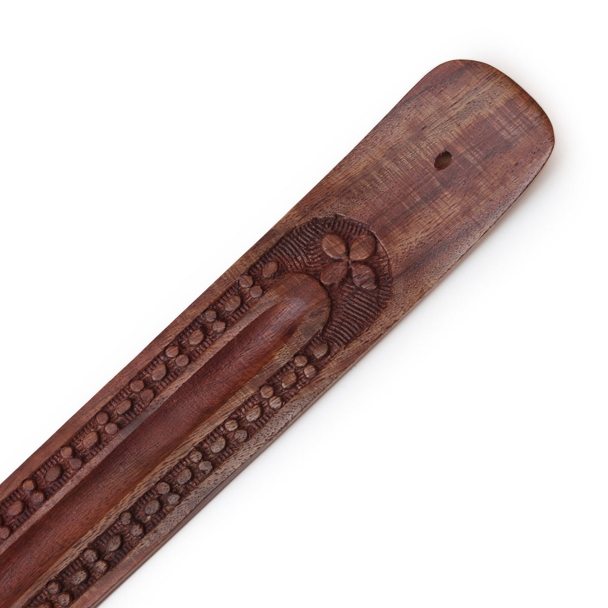 Incense Burner - Wooden Flat Carved Quatrefoil  - Prabhuji's Gifts wholesale and retail - Mystic Journey Path
