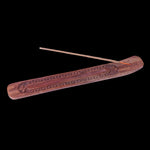 Incense Burner - Wooden Flat Carved Quatrefoil  - Prabhuji's Gifts wholesale and retail - Mystic Journey Path