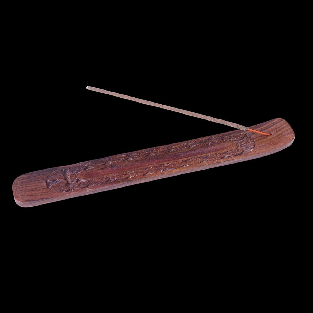 Incense Burner - Wooden Flat Carved Leaves - Prabhuji's Gifts wholesale and retail - Mystic Journey Path