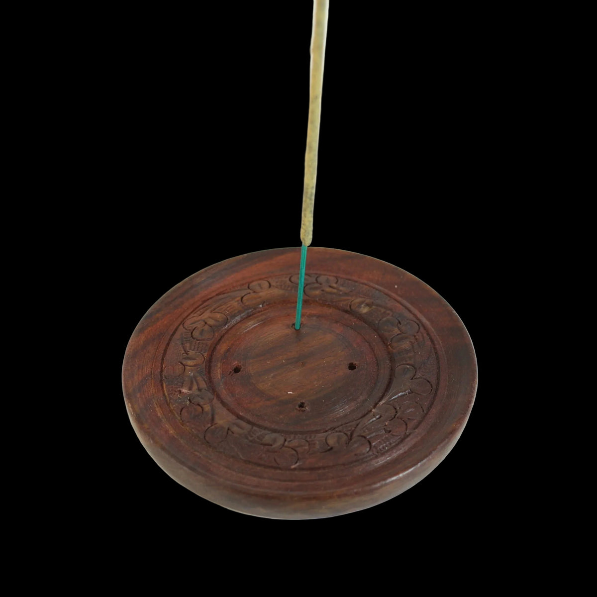 Prabhuji Incense Burner - Wooden Round Plate - 4 inches - Mystic Journey Path