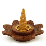 Incense Burner - Wooden Round Plate Lotus - 4 inches - Wholesale and Retail Prabhuji's Gifts  - Mystic Journey Path