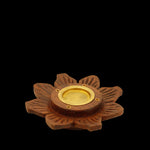 Incense Burner - Wooden Round Plate Lotus - 4 inches - Wholesale and Retail Prabhuji's Gifts  - Mystic Journey Path