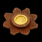 Incense Burner - Wooden Round Plate Lotus - 4 inches - Wholesale and Retail Prabhuji's Gifts  - Mystic Journey Path