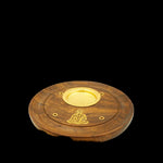 Incense Burner - Wooden Round Plate Buddha - 4 inches - Wholesale and Retail Prabhuji's Gifts  - Mystic Journey Path