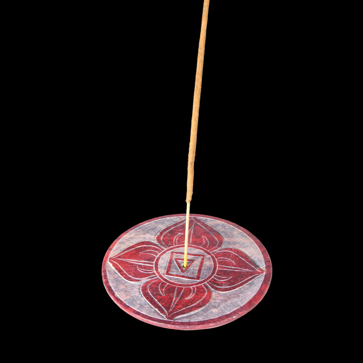 Prabhuji Incense Burner - Soapstone Plate Root Chakra Muladhara 3" - Mystic Journey Path