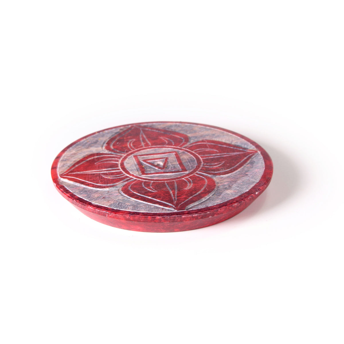Prabhuji Incense Burner - Soapstone Plate Root Chakra Muladhara 3" - Mystic Journey Path
