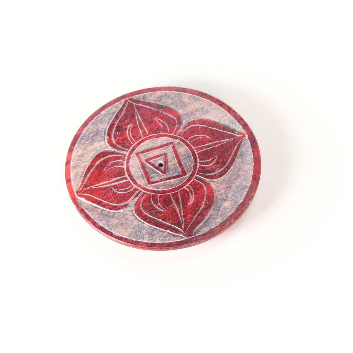 Prabhuji Incense Burner - Soapstone Plate Root Chakra Muladhara 3" - Mystic Journey Path