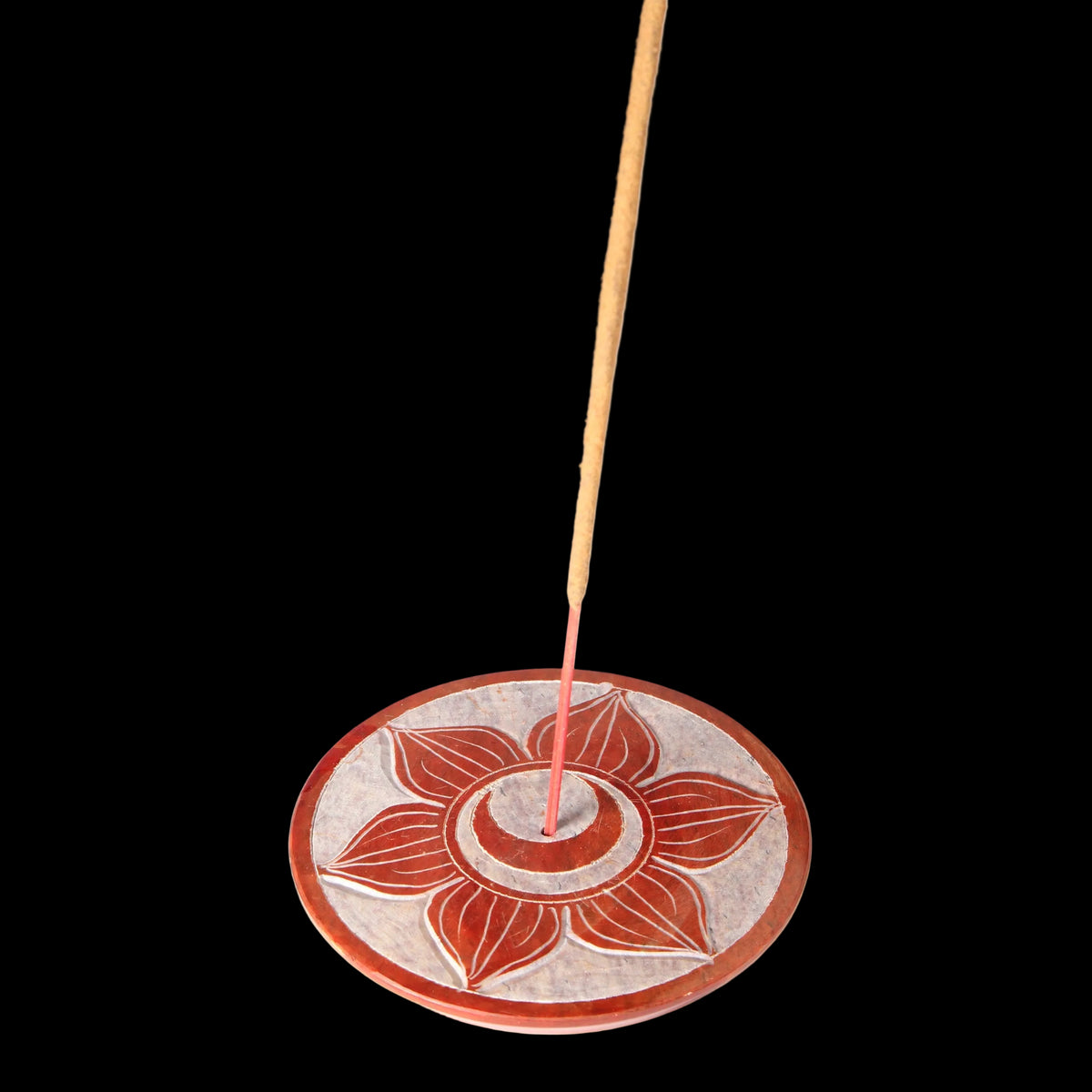 Prabhuji Incense Burner - Soapstone Plate Sacral Chakra Svadhishtana 3" - Mystic Journey Path