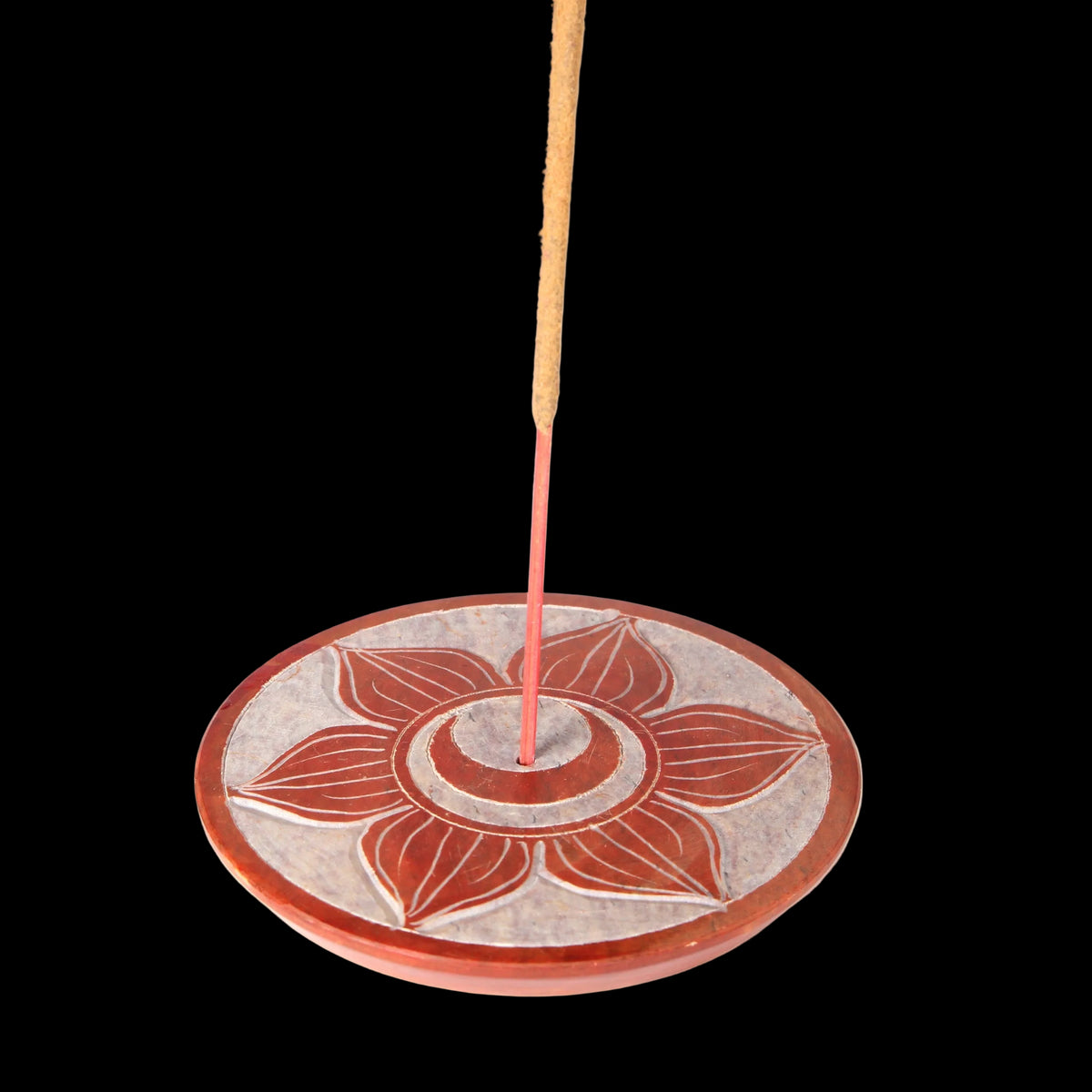 Prabhuji Incense Burner - Soapstone Plate Sacral Chakra Svadhishtana 3" - Mystic Journey Path