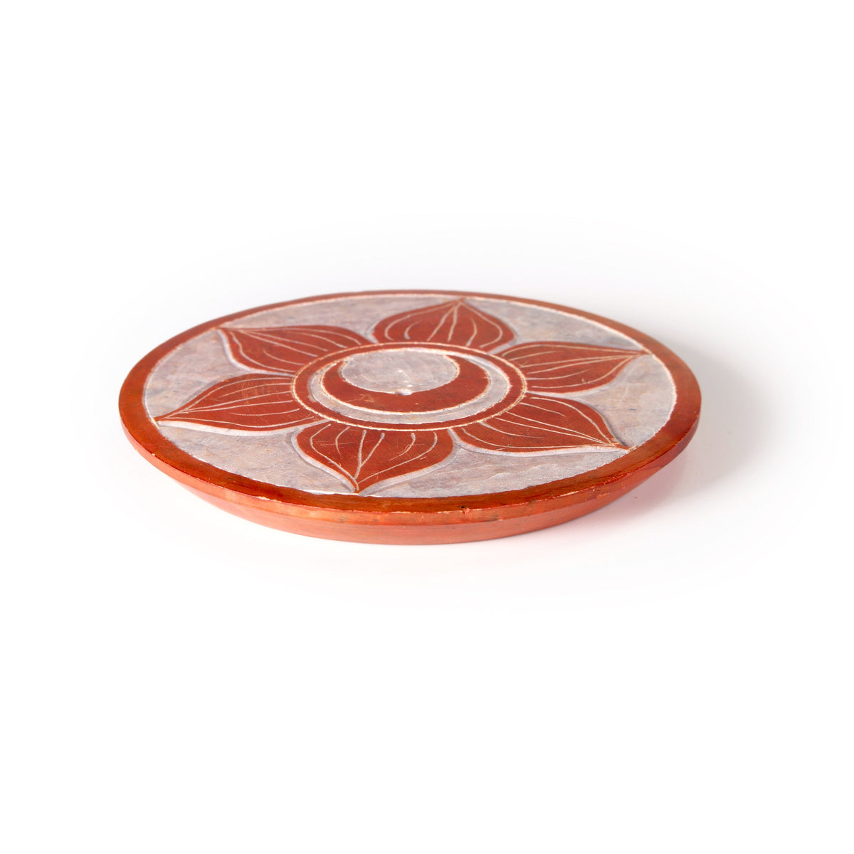 Prabhuji Incense Burner - Soapstone Plate Sacral Chakra Svadhishtana 3" - Mystic Journey Path