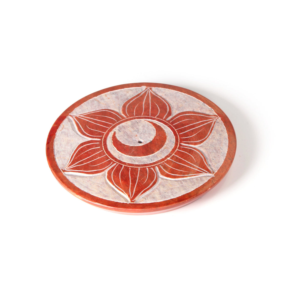 Prabhuji Incense Burner - Soapstone Plate Sacral Chakra Svadhishtana 3" - Mystic Journey Path