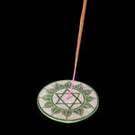 Prabhuji Incense Burner - Soapstone Plate Heart Chakra Anahata 3" - Mystic Journey Path