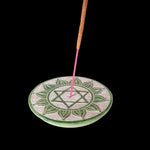 Prabhuji Incense Burner - Soapstone Plate Heart Chakra Anahata 3" - Mystic Journey Path
