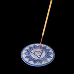 Prabhuji Incense Burner - Soapstone Plate Throat Chakra Vishudha 3" - Mystic Journey Path