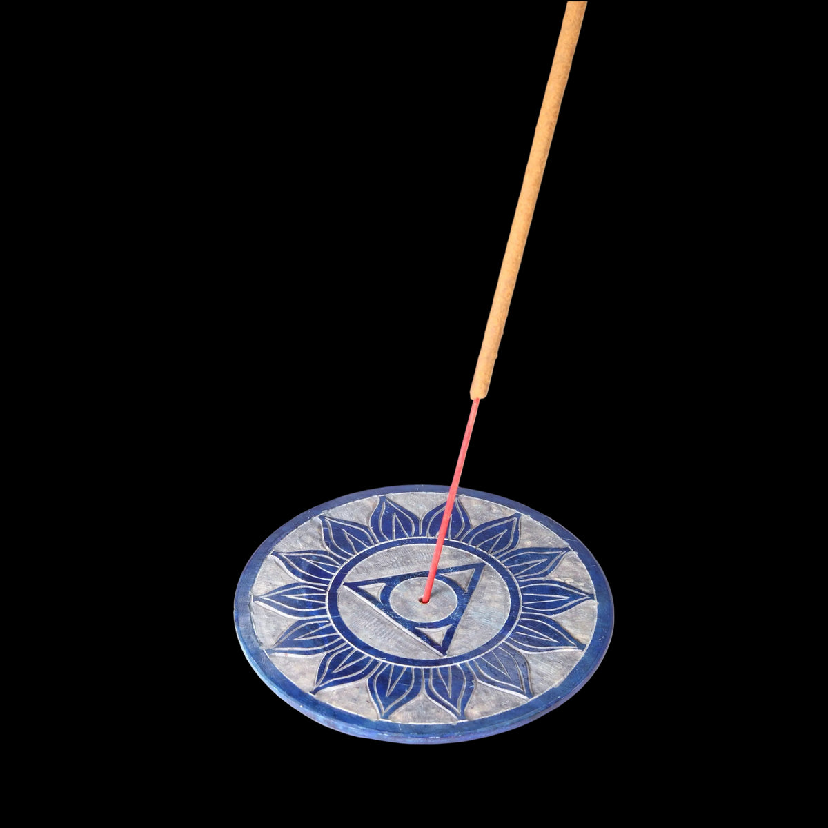 Prabhuji Incense Burner - Soapstone Plate Throat Chakra Vishudha 3" - Mystic Journey Path