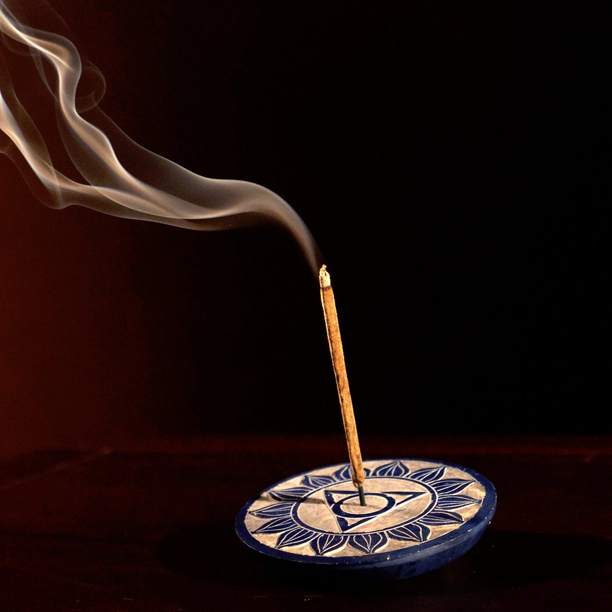 Prabhuji Incense Burner - Soapstone Plate Throat Chakra Vishudha 3" - Mystic Journey Path