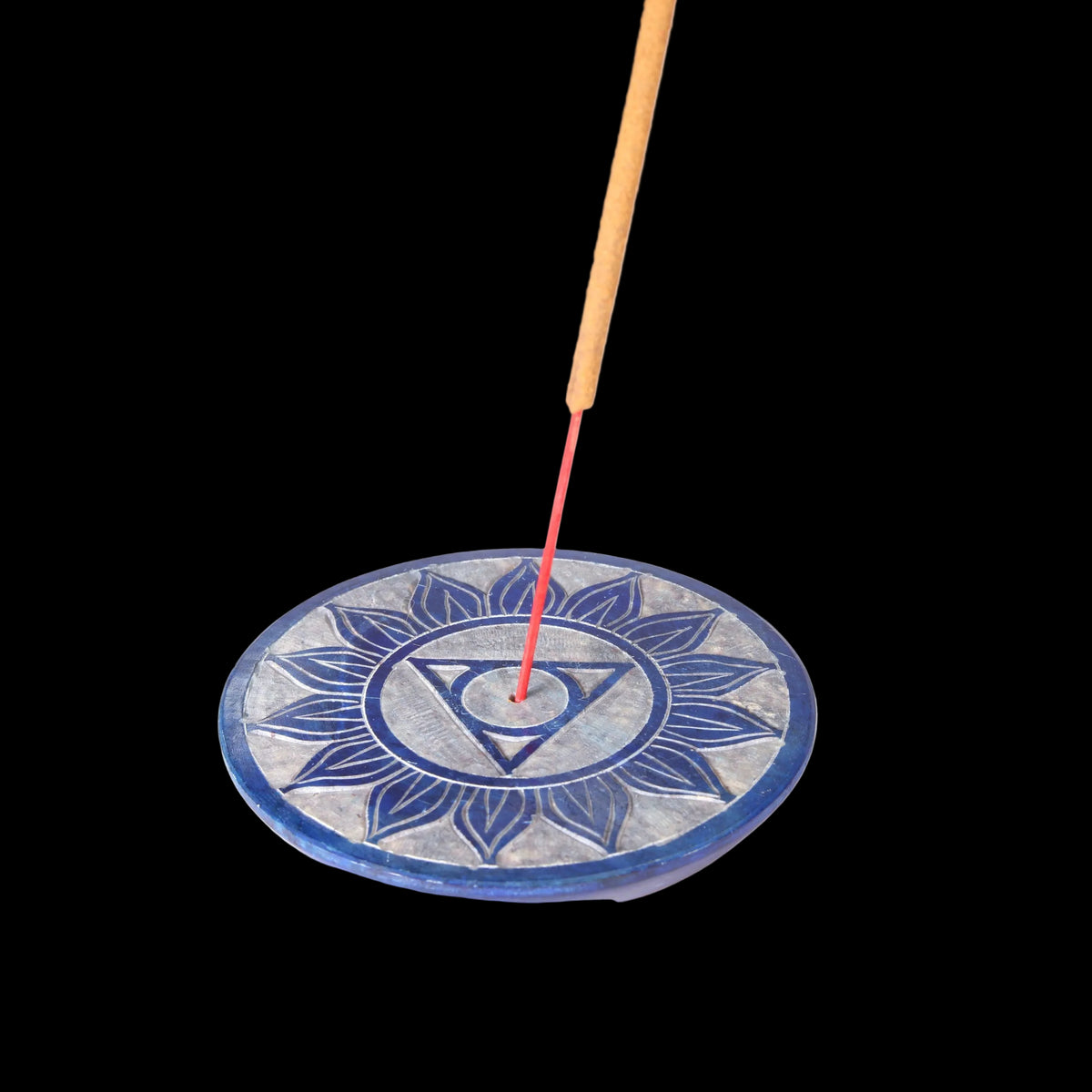 Prabhuji Incense Burner - Soapstone Plate Throat Chakra Vishudha 3" - Mystic Journey Path