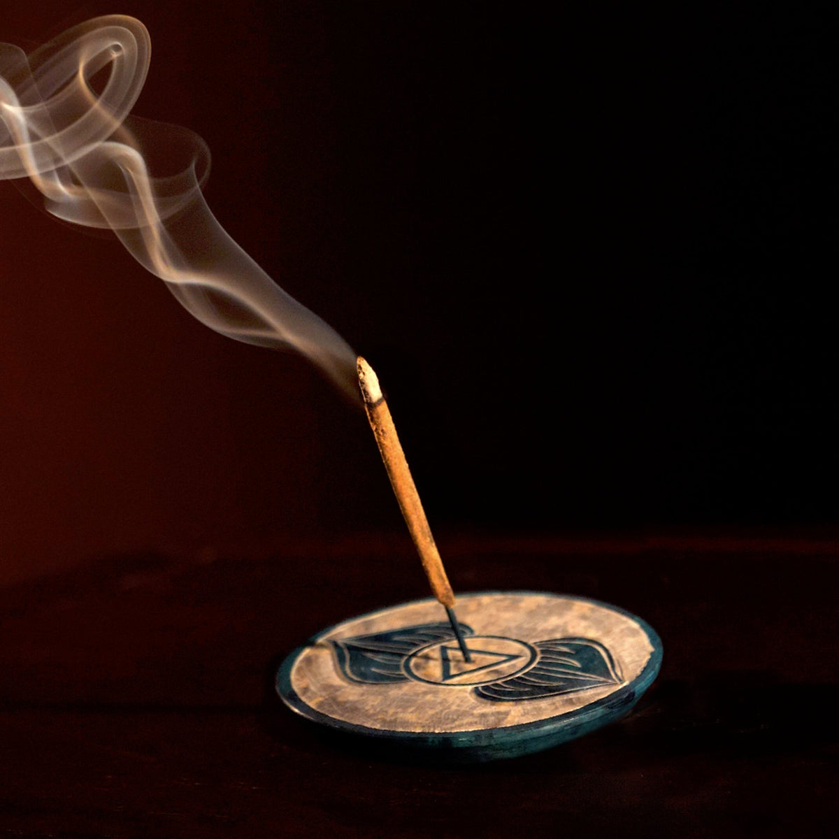 Prabhuji Incense Burner - Soapstone Plate Third Eye Chakra Ajna 3" - Mystic Journey Path