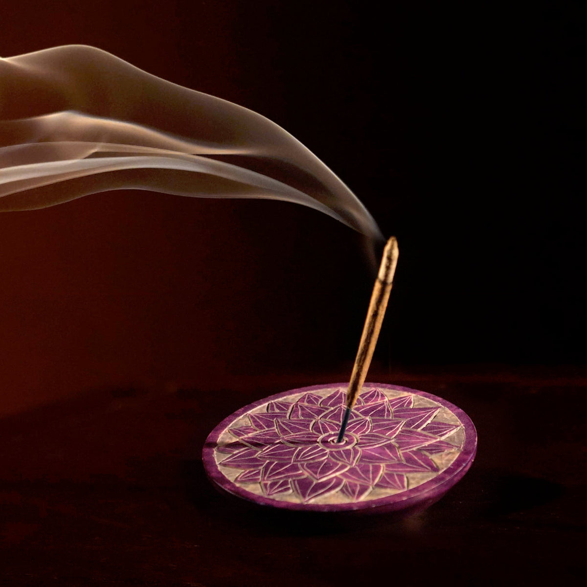 Prabhuji Incense Burner - Soapstone Plate Crown Chakra Sahasrara 3" - Mystic Journey Path