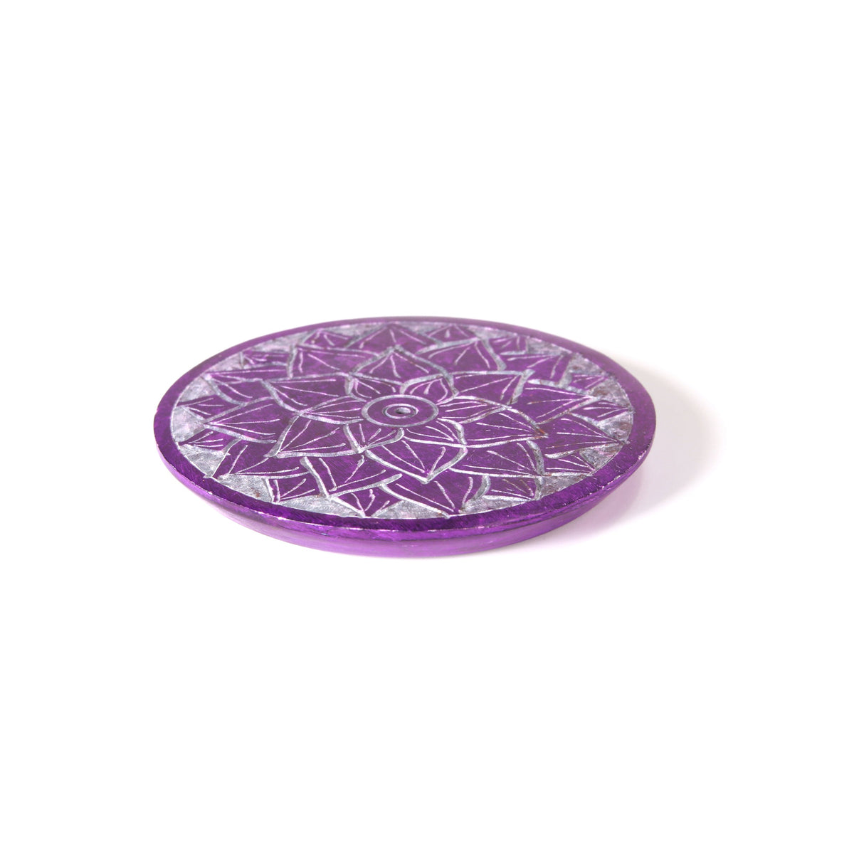 Prabhuji Incense Burner - Soapstone Plate Crown Chakra Sahasrara 3" - Mystic Journey Path
