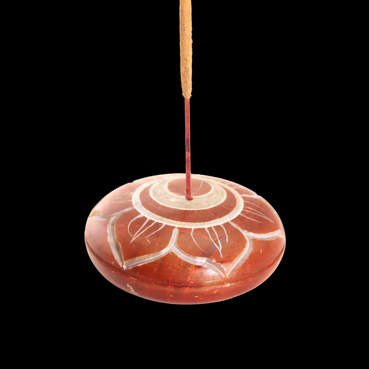 Prabhuji Incense Burner - Soapstone Pebble Sacral Chakra Svadhishtana 2.5" - Mystic Journey Path