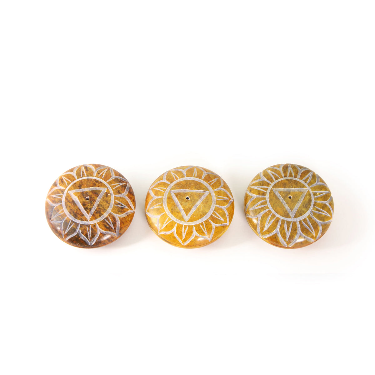 Prabhuji Incense Burner - Soapstone Pebble Solar Plexus Chakra Manipura 2.5" - Mystic Journey Path