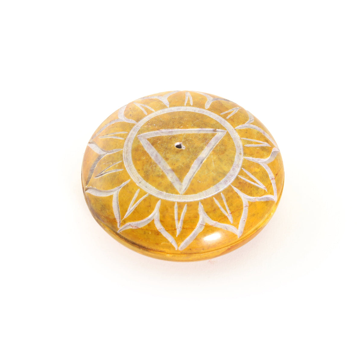 Prabhuji Incense Burner - Soapstone Pebble Solar Plexus Chakra Manipura 2.5" - Mystic Journey Path