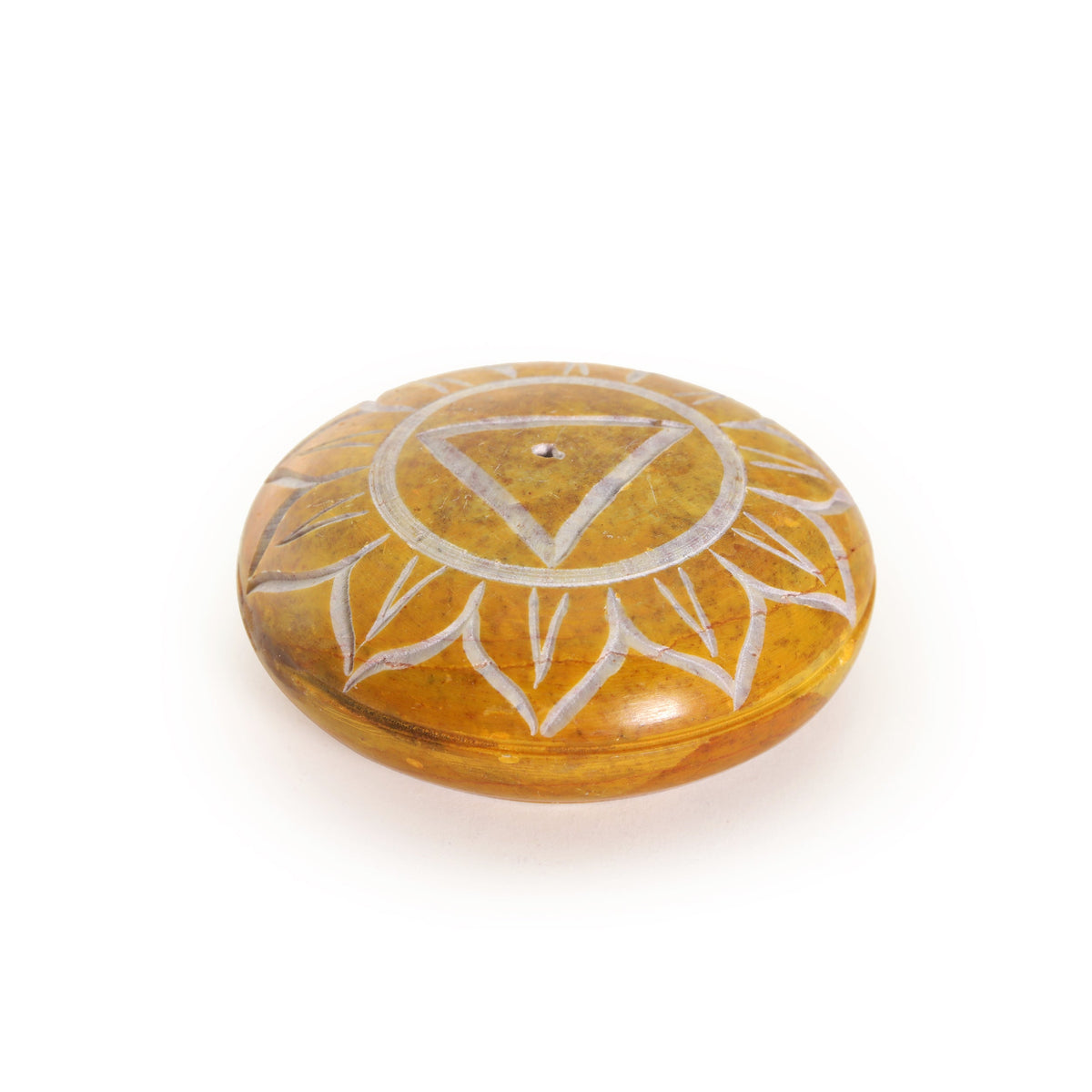 Prabhuji Incense Burner - Soapstone Pebble Solar Plexus Chakra Manipura 2.5" - Mystic Journey Path