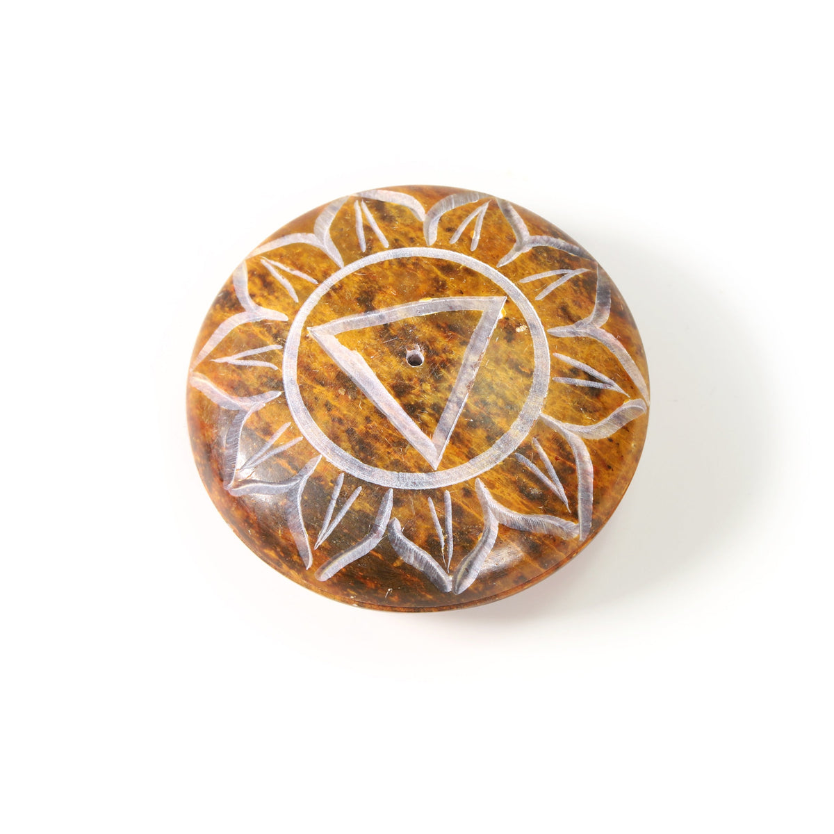 Prabhuji Incense Burner - Soapstone Pebble Solar Plexus Chakra Manipura 2.5" - Mystic Journey Path