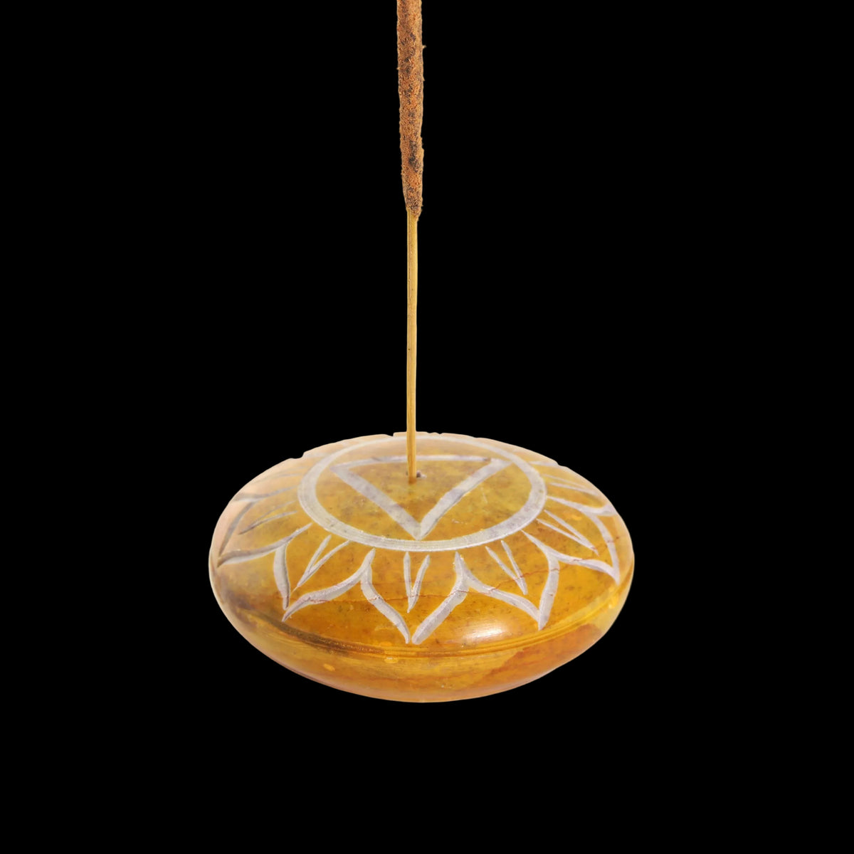 Prabhuji Incense Burner - Soapstone Pebble Solar Plexus Chakra Manipura 2.5" - Mystic Journey Path