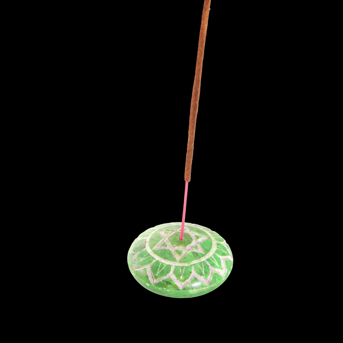 Prabhuji Incense Burner - Soapstone Pebble Heart Chakra Anahata 2.5" - Mystic Journey Path