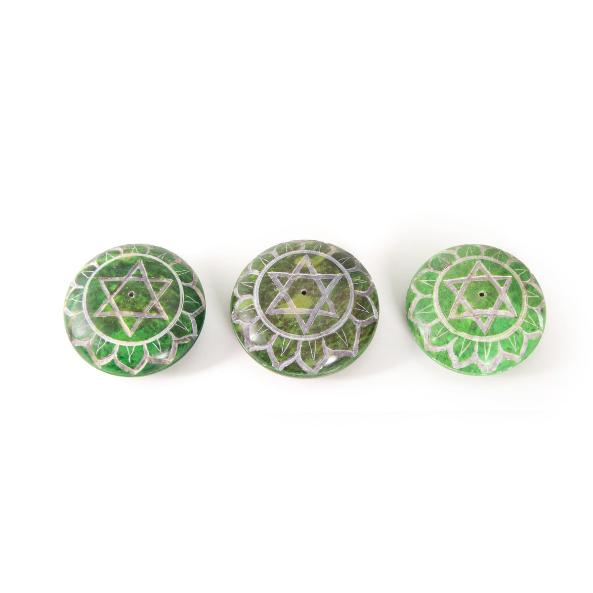 Prabhuji Incense Burner - Soapstone Pebble Heart Chakra Anahata 2.5" - Mystic Journey Path