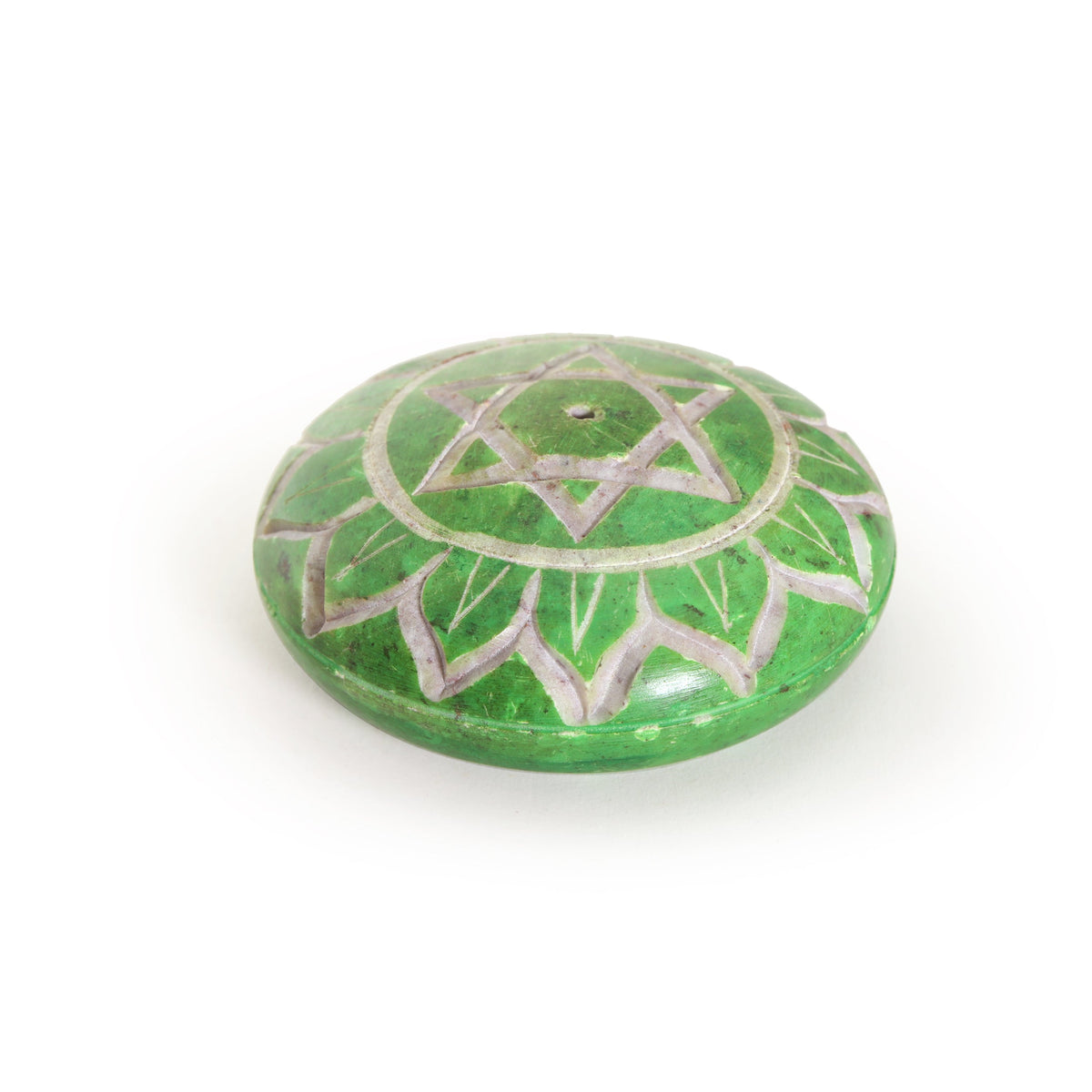 Prabhuji Incense Burner - Soapstone Pebble Heart Chakra Anahata 2.5" - Mystic Journey Path