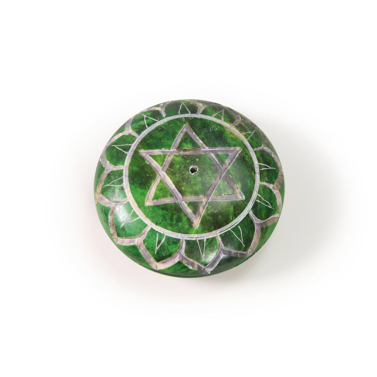 Prabhuji Incense Burner - Soapstone Pebble Heart Chakra Anahata 2.5" - Mystic Journey Path