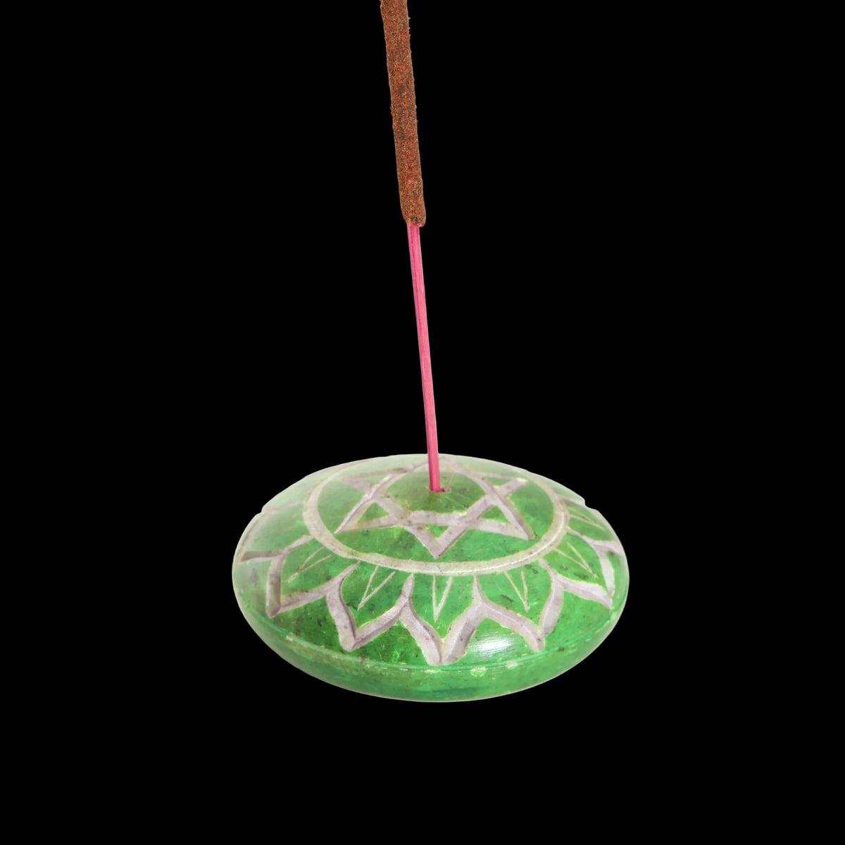 Prabhuji Incense Burner - Soapstone Pebble Heart Chakra Anahata 2.5" - Mystic Journey Path
